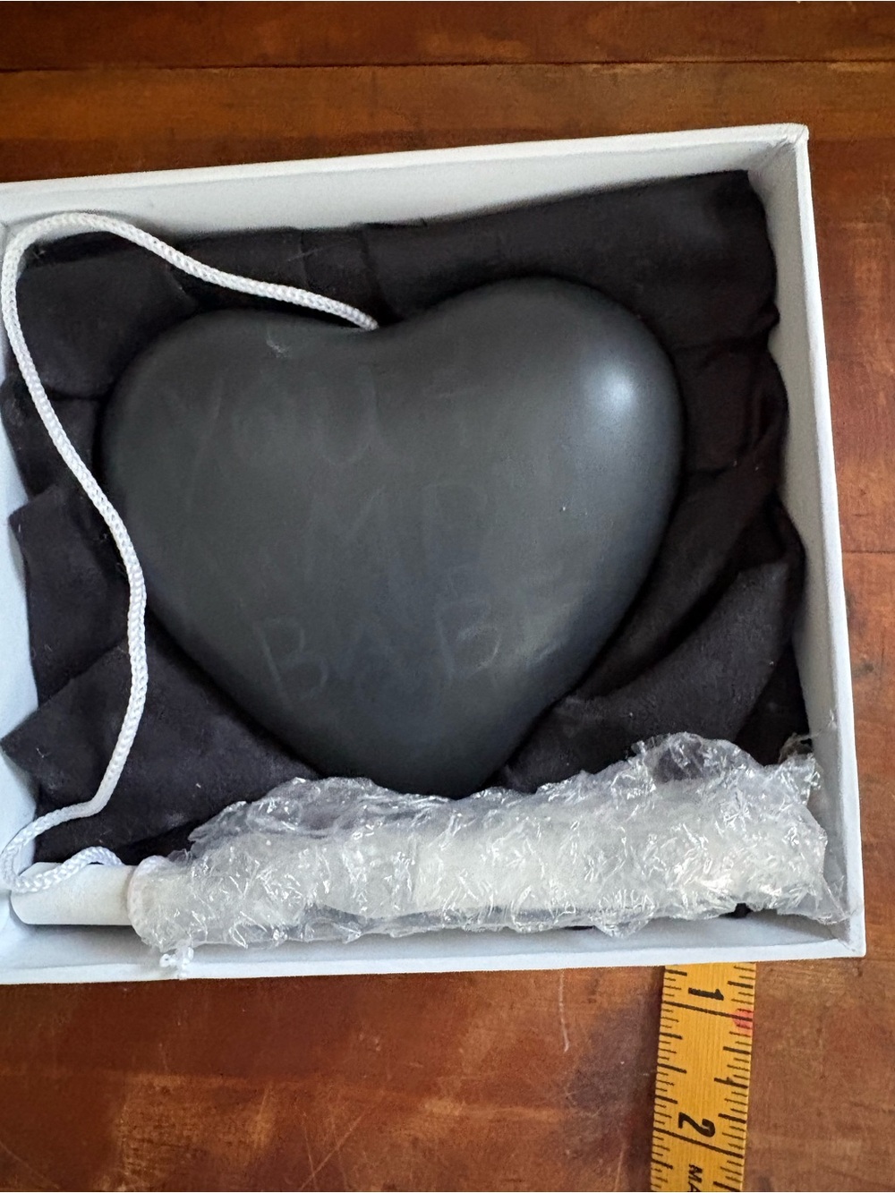 Stone Chalkboard Heart Paperweight with Chalk for Message